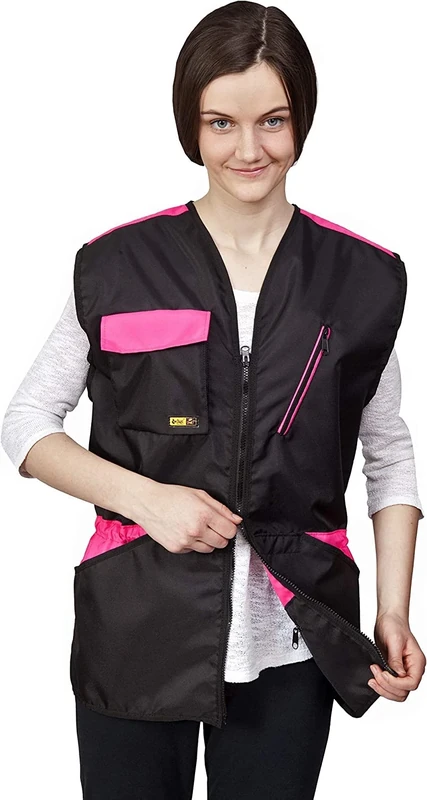 DINGO Dog Training Vest for Sports, Agility, Fetch, Obedience, Waterproof Many Pockets for Carry Toys&Snacks 2-Way Zipper Drawstring Waist Pink Power XS Size 16396-2