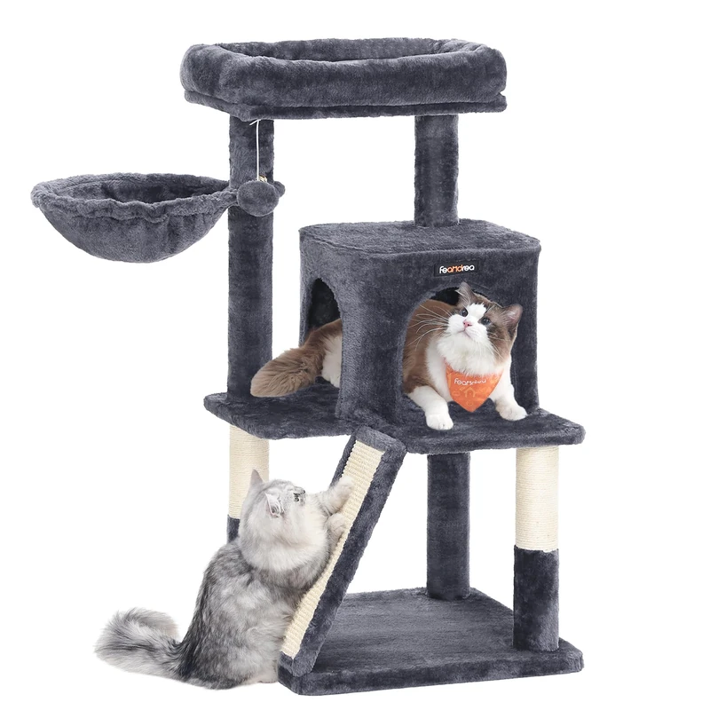 Feandrea Cat Tree Tower, Widened Perch for Large Cats, Smoky Grey PCT51GV1