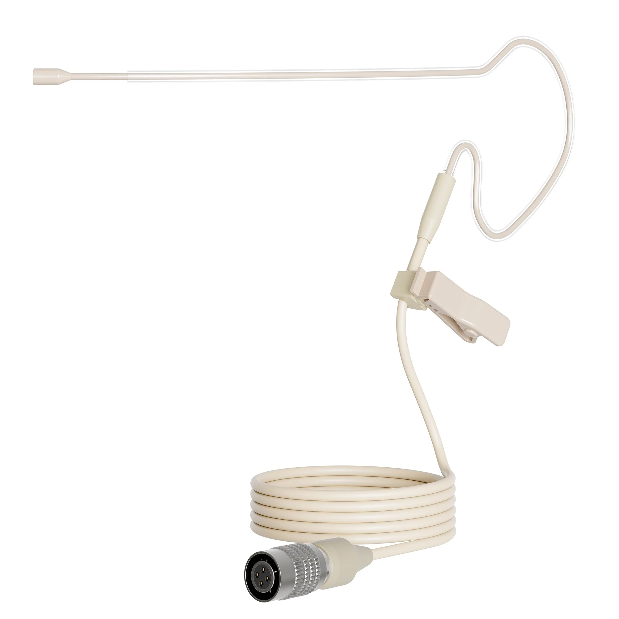 J K Pro Light Weight Low Profile Single Earhook Headworn Microphone MIC-J S90 Compatible with Audio Technica Wireless Transmitter - 4Pin Hirose Connector