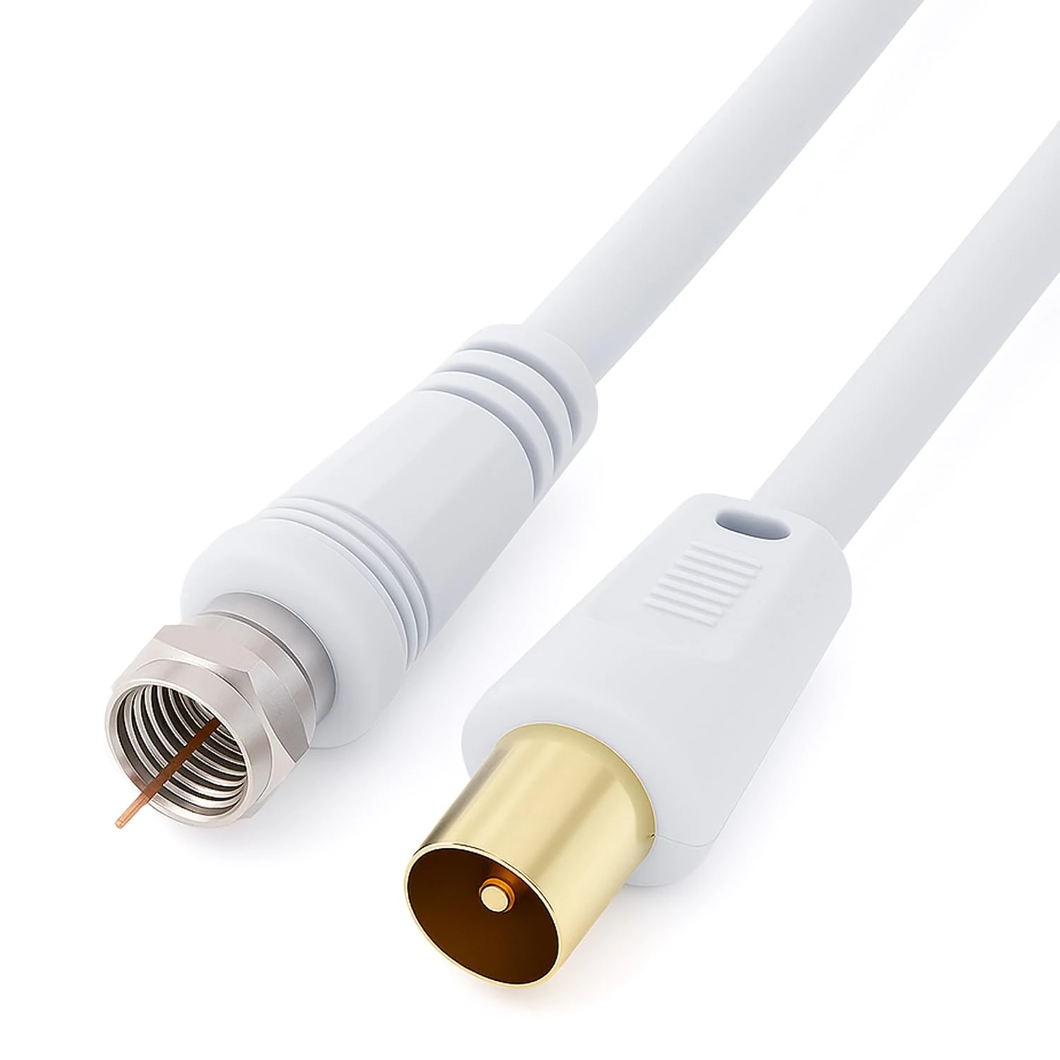 Keple Coaxial Aerial F Connector Male Plug to RF M-Male Cable for Satellite Sat Freesat Sky Virgin BT TV HDTV DVB DVD Radio/Coax Ariel Freeview Lead Television Antenna Cord Broadband – 0.5 m White