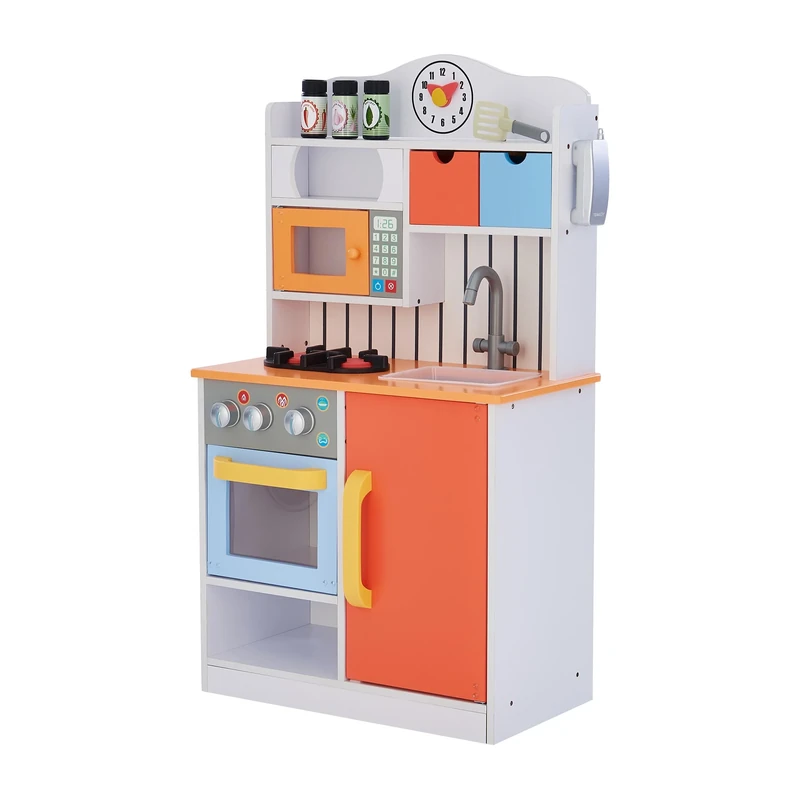 Teamson Kids Little Chef Childrens Toy Wooden Play Kitchen for Boys & Girls TD-11708R