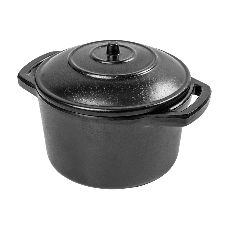 12 Units – Mini Saucepans with Handles and Lid 300 ml Ø 10.5 x 6.5 cm Black Melamine