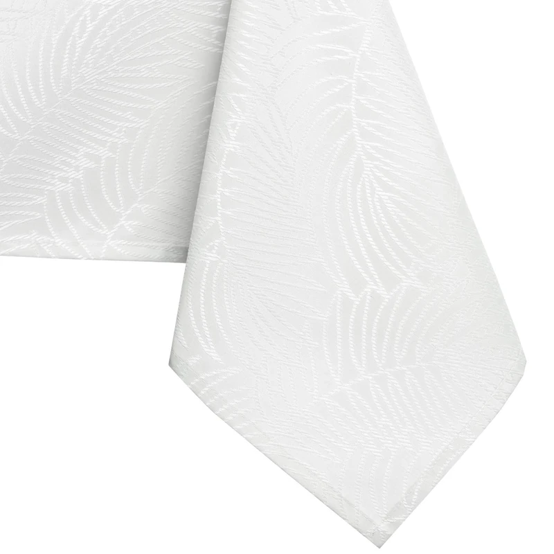 AmeliaHome Gaia Lotus Effect Water-Repellent Waterproof Polyester Tablecloth 140 x 280 cm White