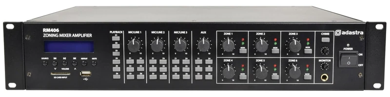 Adastra | Zone Mixer Amplifier 6 x 40W & USB/SD/FM/Bluetooth Media player, 953.160UK - Image 1