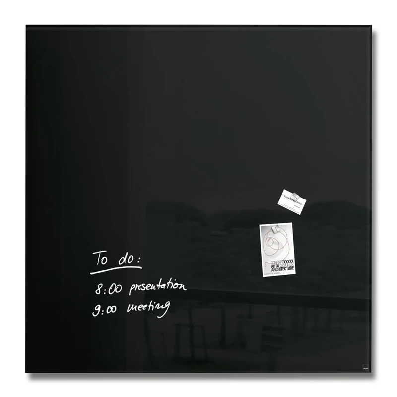 SIGEL GL203 Premium Glass magnetic Board, glossy surface, 100 x 100 cm, easy mounting, Grey - Artverum