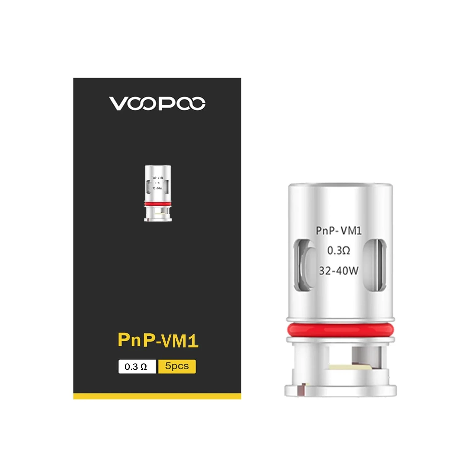 VOOPOO PnP VM1 Replacement Mesh Coil, 0.3ohm, Atomizer Head for Drag X Kit, Drag S Kit, Argus Kit, Argus Pro Kit, PnP POD Tank, Pack of 5, No Nicotine