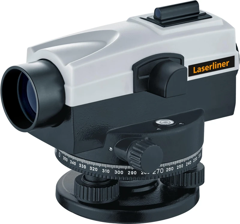 Laserliner Levelling Instrument, AL 32, Automatic Levelling Device with 32x Magnification, Horizontal Circle & fine Side Adjustment, IP 64, incl. Plumb bob & case