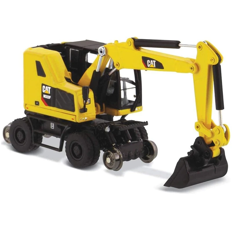 Caterpillar Diecast Masters 85612 - Pelle mobile M323F + accessoires, en boîte métallique, échelle 1:87, env. 9,5 x 3,4 x 4,6 cm, 14+, pour modélisme ferroviaire et collectionneurs