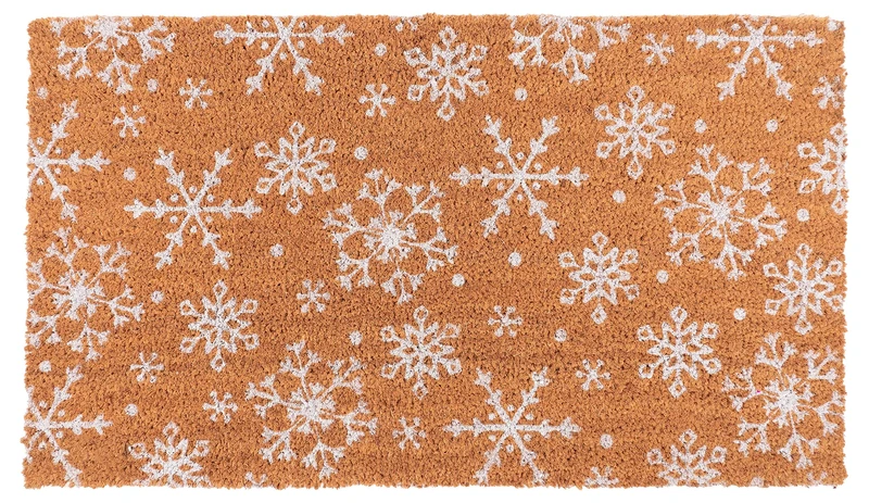 KAF Home New Coir Doormat with Heavy-Duty, Weather Resistant, Non-Slip PVC Backing | 17 by 30 Inches, 0.6 Inch Pile Height | Perfect for Indoor and Outdoor Use (Snowflake)