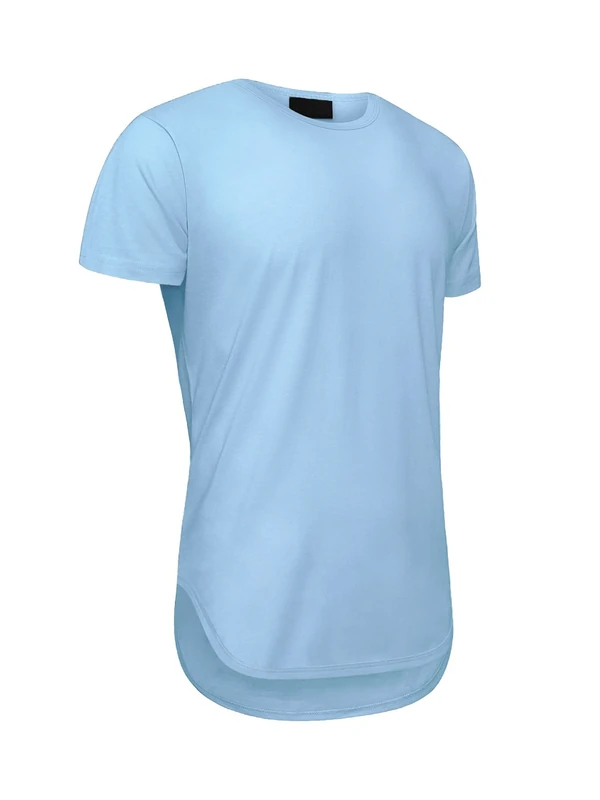 Victorious Men's Hipster Longline Curved Hem Tees - Blue - XXXXL