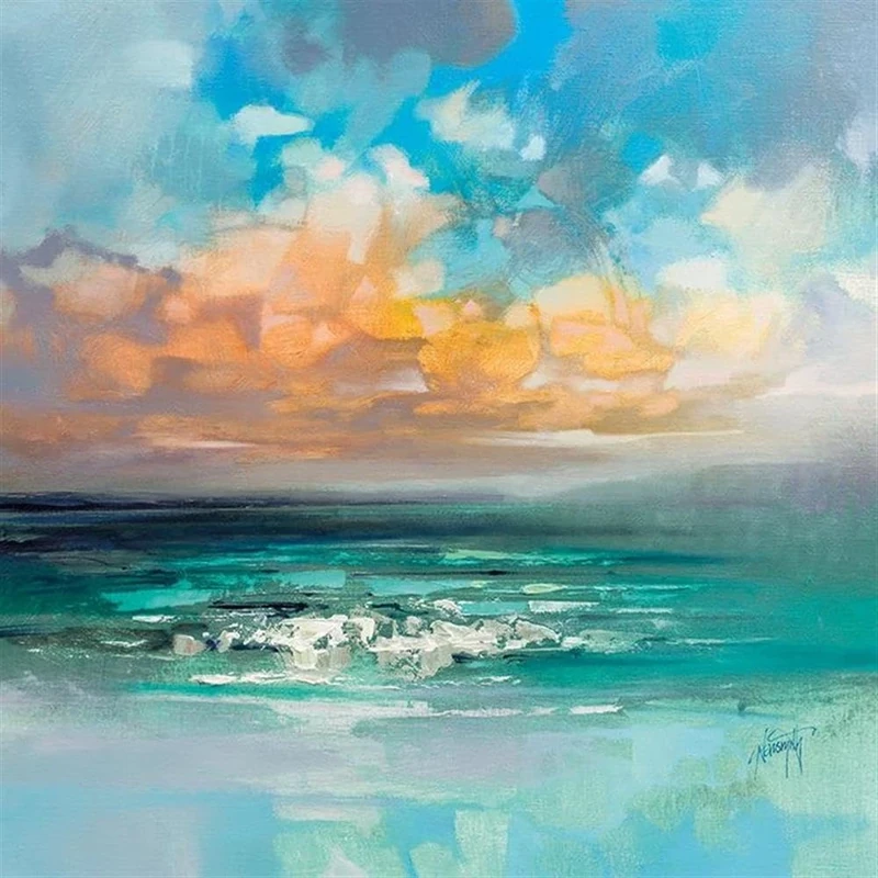 Scott Naismith WDC101321 40 x 40 cm Hebride Waters Canvas Print, Multi-Colour, 40 x 40 x 3.8 cm