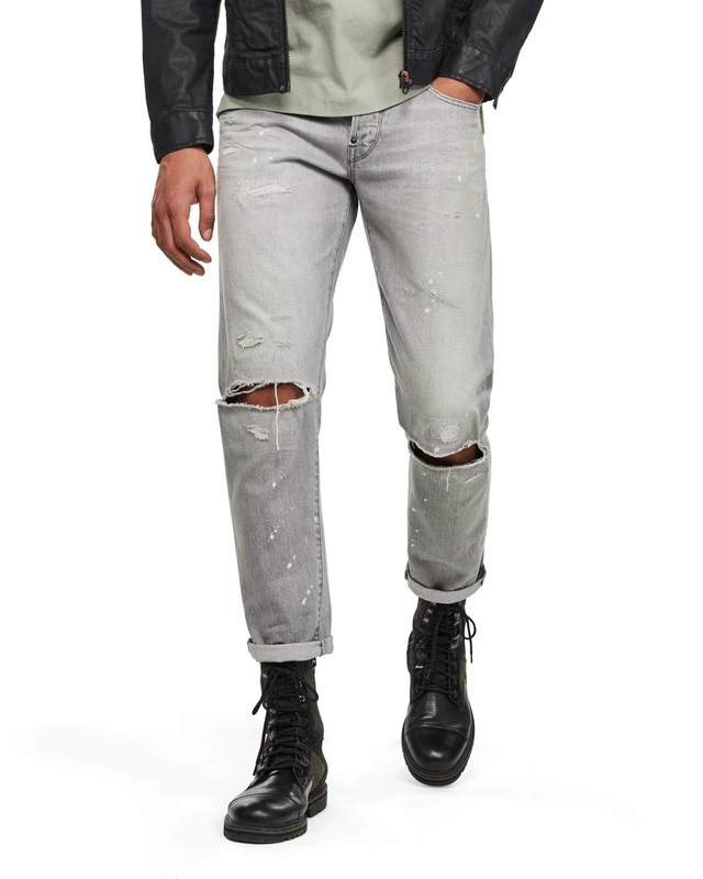 G-Star Men's Alum Relaxed Tapered Jeans, Grey (sun faded ripped pewter grey D17232-C049-B641), 28W / 32L
