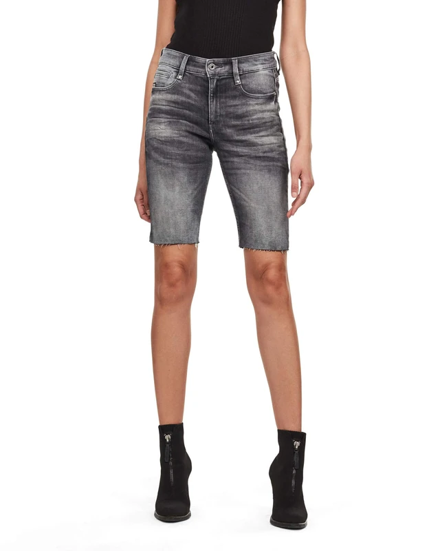 G-Star Women's Noxer High Slim Short Raw Edge, Grey (vintage basalt D17222-A634-B168), 25