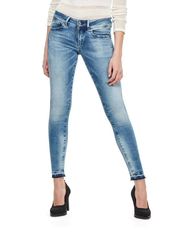 G-Star Women's Lynn Mid Skinny Ripped Edge Ankle Jeans, Blue (sun faded azurite D08616-C296-B471), 25W / 34L