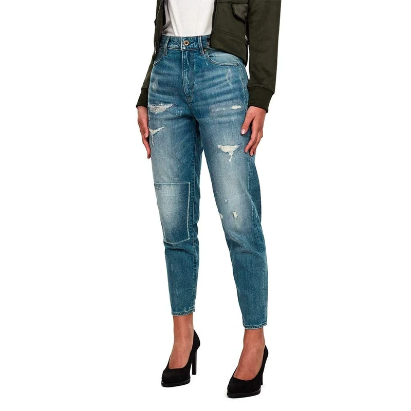 G-Star Women's Janeh Ultra High Mom Ankle Jeans, Blue (sun faded prussian blue restored D16083-B767-B478), 23W / 30L