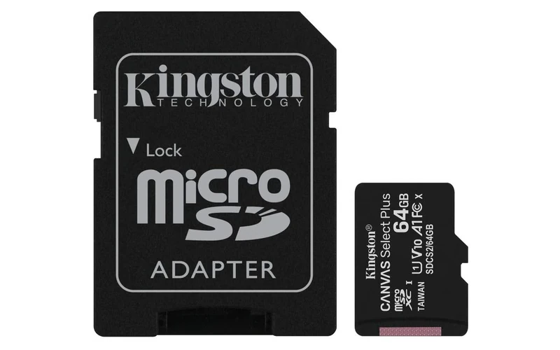 Kingston Canvas Select Plus microSD Card SDCS2/64 GB-3P1A Class 10 (3 x cards, SD Adapter Included)
