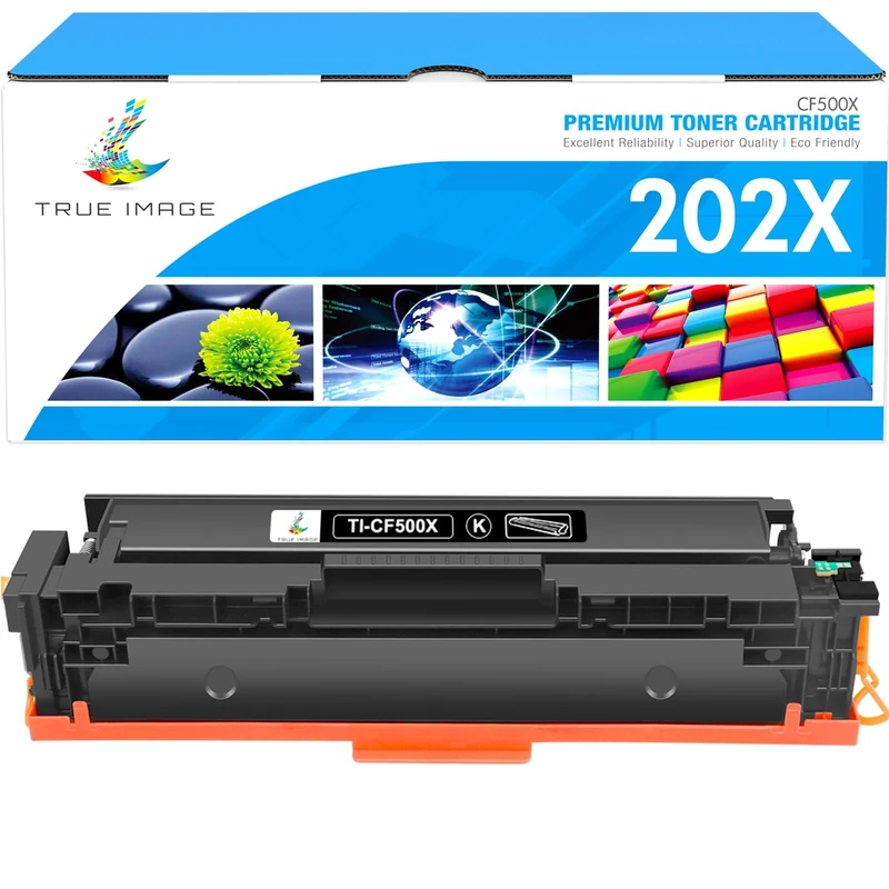 TRUE IMAGE Compatible Toner Cartridge Replacement for HP 202X CF500X 202A CF500A Color LaserJet Pro M281fdw M281cdw M254dw M280nw M254nw M281fdn MFP M281 M254 Ink Printer (Black, 1-Pack)