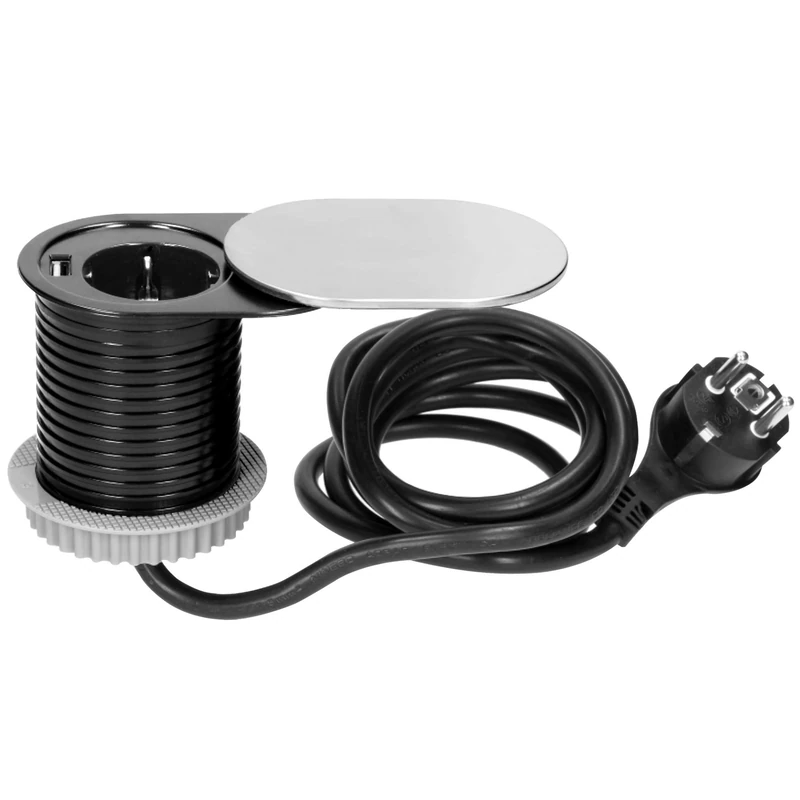 Orno AE-13124 Retractable Installation Power Strip 1 Compartment with 1x USB Charger 1.9 m Cable