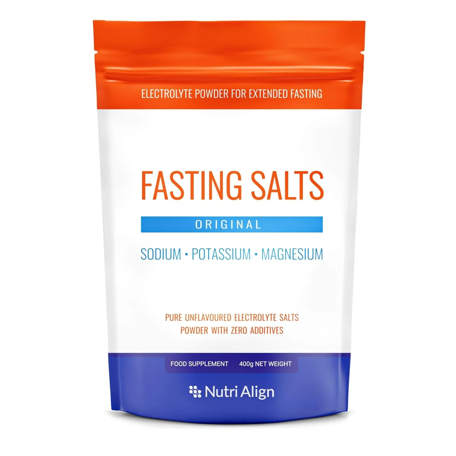 Nutri-Align Fasting Salts Electrolytes Powder | 400g Sodium Potassium Magnesium Electrolytes | Pure Unflavoured Fasting Electrolytes | Sugar Free & Filler Free | Made in The UK