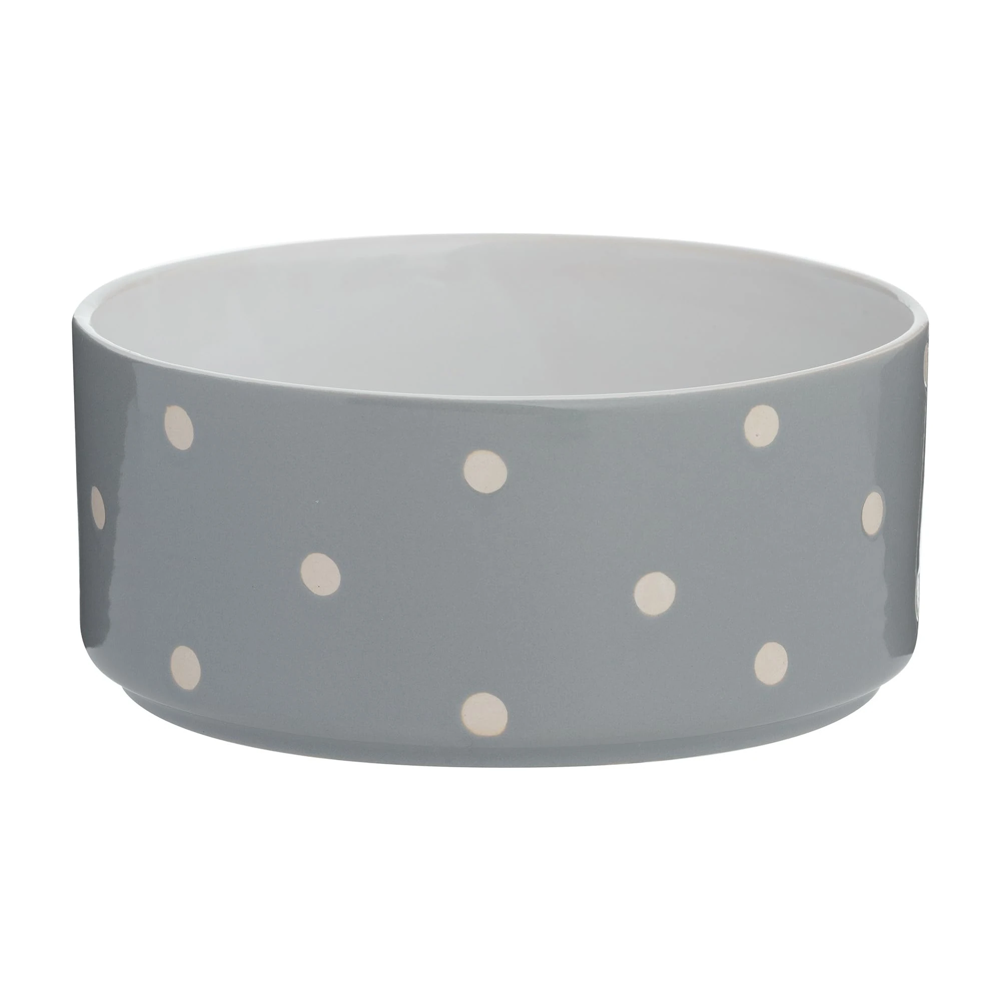 Mason Cash Polka Dot Grey Pet Bowl 18cm | 1.4 Litre Capacity | Stoneware Pet Bowl for Food & Water | Durable, Dishwasher & Freezer Safe | Textured Dot Design