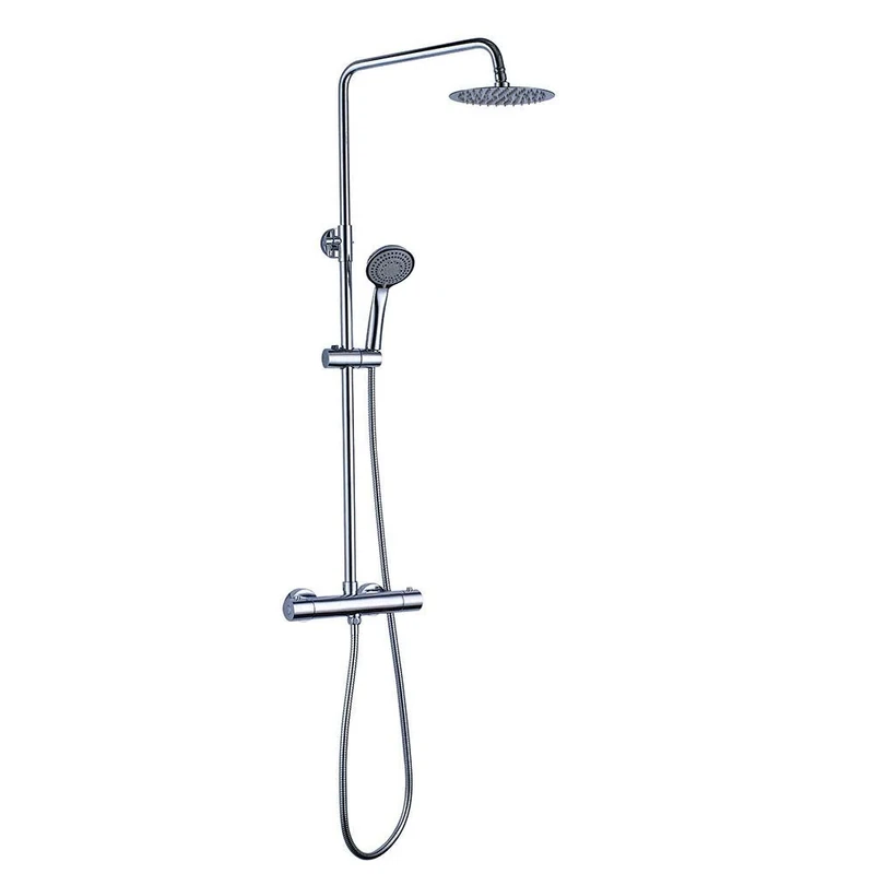 Kibath 403521 Round Thermostatic Shower Column, Extra Long, Bright Chrome