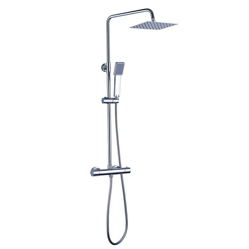 Kibath 472521 Square Thermostatic Shower Column Cool Touch, Chrome Gloss