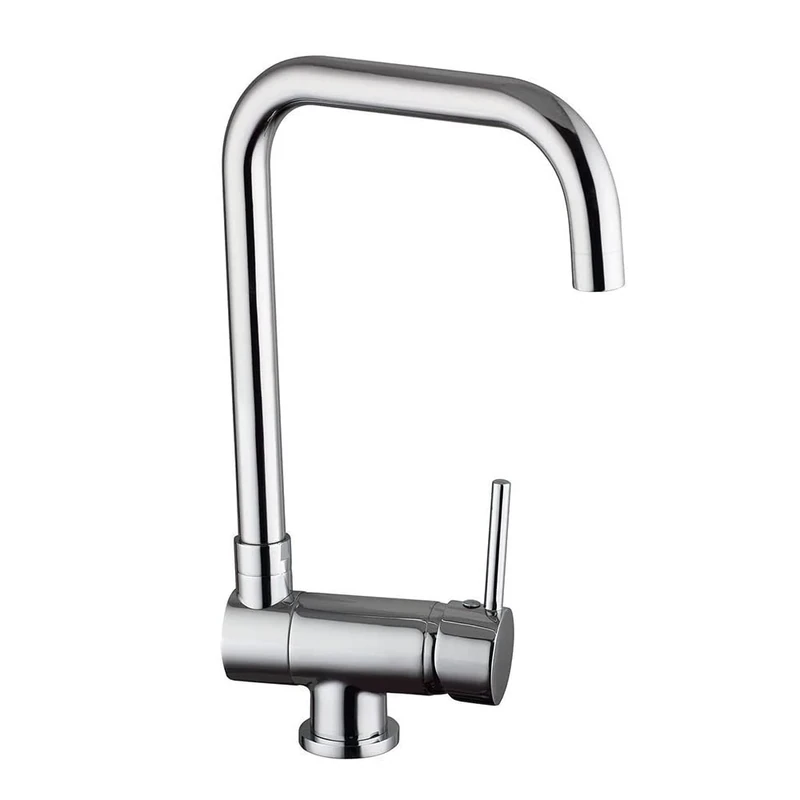 Kibath L483561 Kitchen Mixer Tap with 180° Swivel Spout for Sinks with Little Space or Windows Close. Made of Brass Finish in Chrome Gloss.