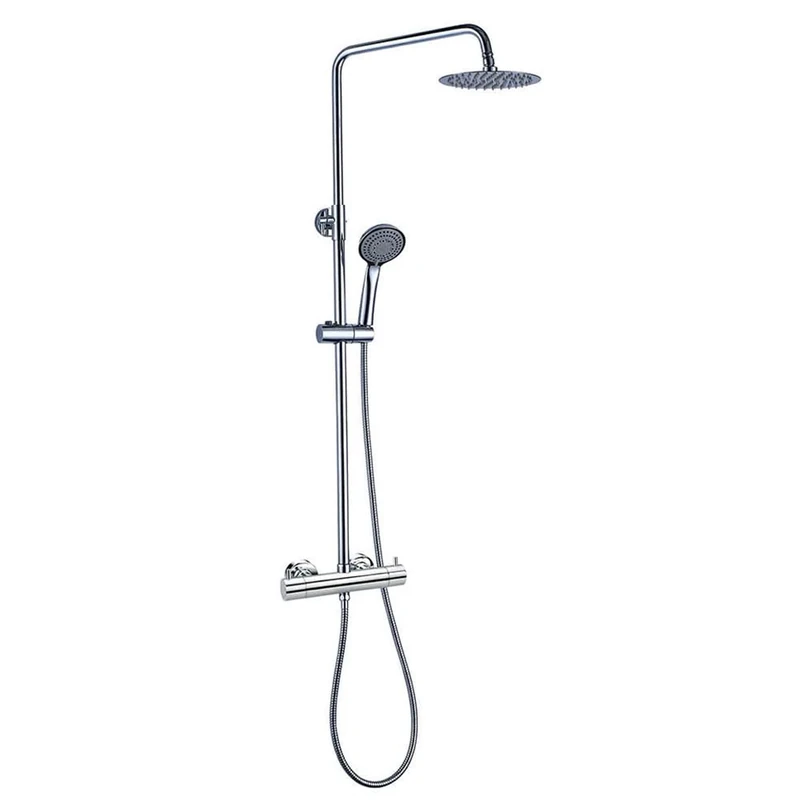 Kibath 430521 Shower Column Single Handle Towers Round Extra Long, Chrome Gloss