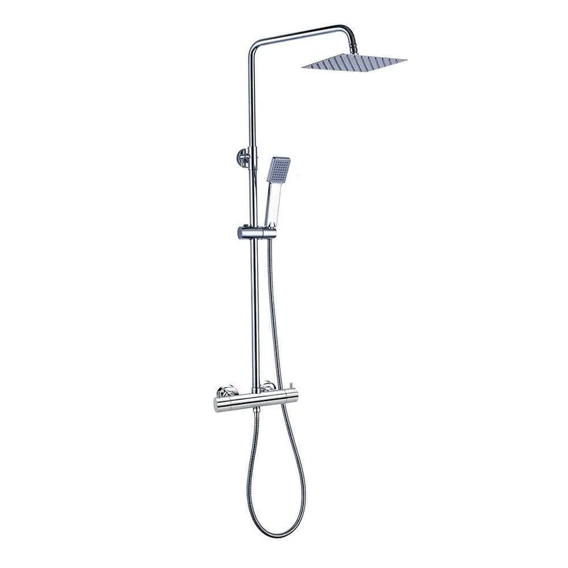 Kibath 408421 Shower Column Monomando Vergara Square Equipment, Chrome Gloss