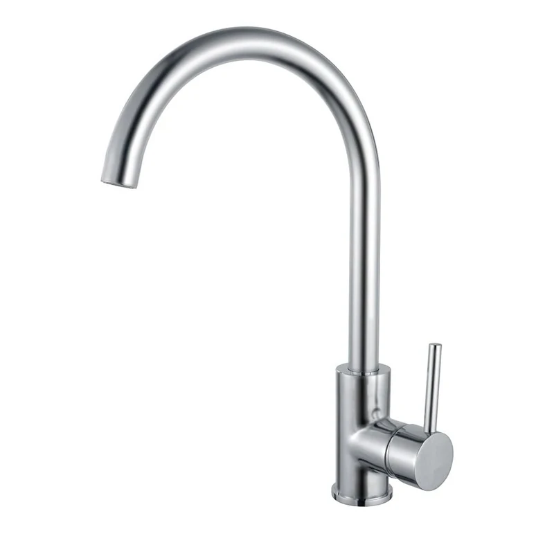 Kibath L431361 Kitchen Sink Mixer Tap VER High Spout Round Design Made of Brass with Anti-Fingerprint Brushed Steel Finish Total Height 36.5 cm. Spare Parts