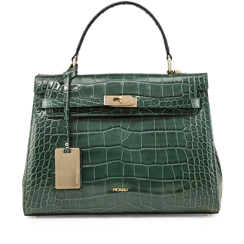 Picard Weimar Women's Shopper Made of Real Leather | Width 39 cm Height 29 cm Length 13 cm with Zip | Business |, Pinegreen., 32x23x12cm, Classic
