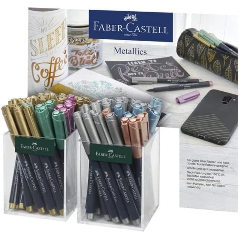 Faber-Castell Creative Studio Metallics Marker, 60 Pens In Assorted Colours, Single Marker, For Art, Craft, Drawing, Sketching, Home, School, University, Colouring