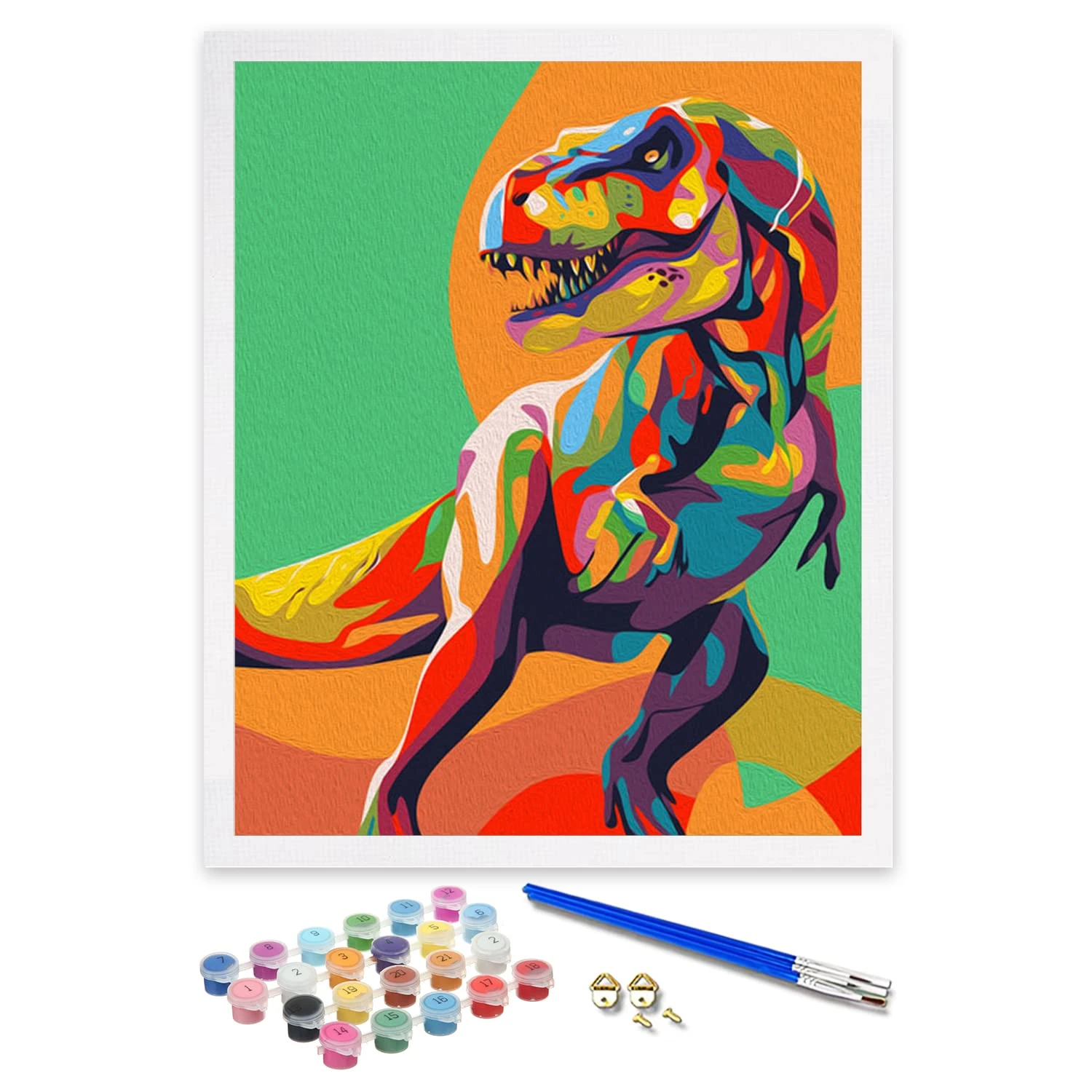 ifymei Paint by Numbers for Adults, Children, Beginners, DIY Gift Arts Kits with Brushes and Acrylic Pigment, 16x20 Inch Colorful Dinosaurs [Without Frame]