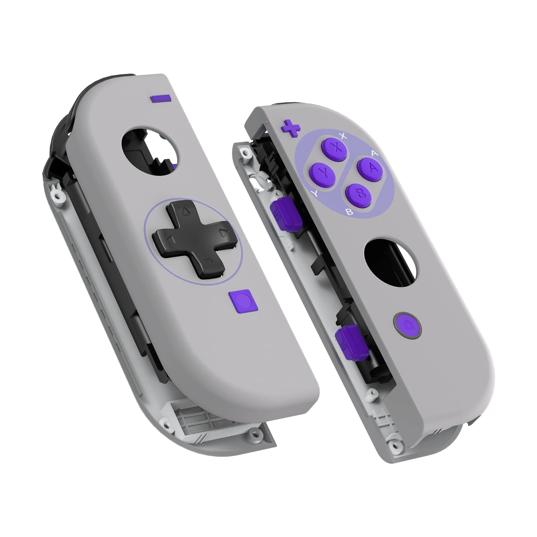 eXtremeRate Classics SNES Style Joy con Handheld Controller Housing (D-Pad Version) with Full Set Buttons, DIY Replacement Shell Case for Nintendo Switch Joycon & Switch OLED Joy con