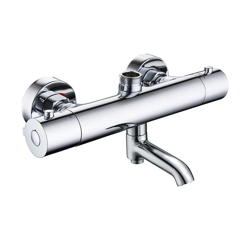Kibath L457551 Thermostatic Shower Mixer Tap with Spout, Chrome Gloss