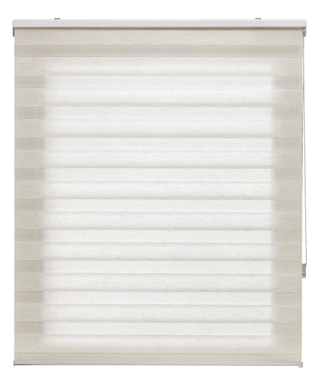 Blindecor | Night and Day Roller Blind to Measure | Double Layer | Linen Colour | 60 x 180 cm (W x H) Fabric Size 57 x 175 cm | Window Blinds