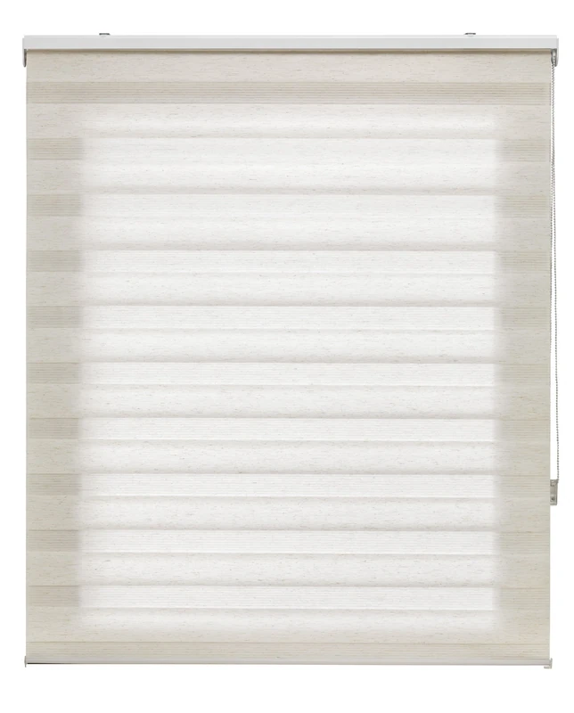 Blindecor | Night and Day Roller Blind to Measure | Double Layer | Ecru | 140 x 180 cm (W x H) Fabric Size 137 x 175 cm | Window Blinds