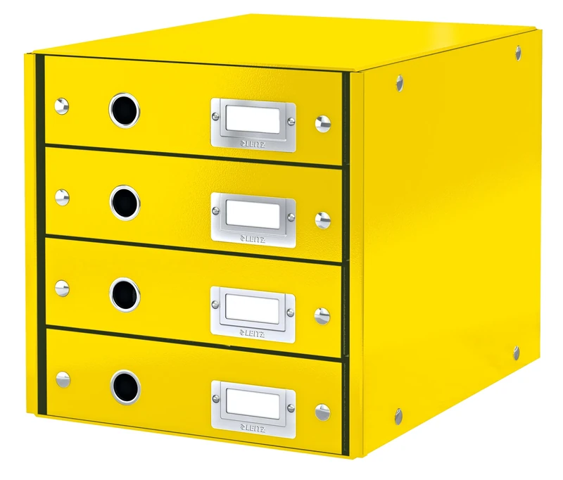 Leitz Drawer Cabinet, 4 Drawers, A4, Click and Store Range 60490016 - Yellow