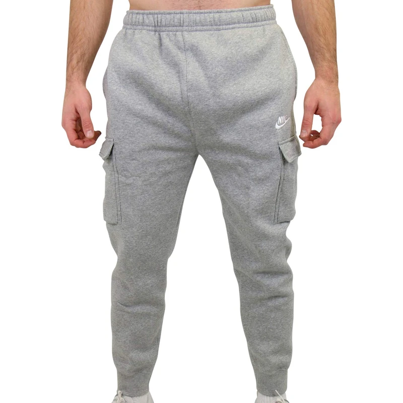 NIKE Men's M Nsw Club Pant Cargo Bb Sport Trousers, Dk Grey Heather/Matte Silver/(White), XS UK