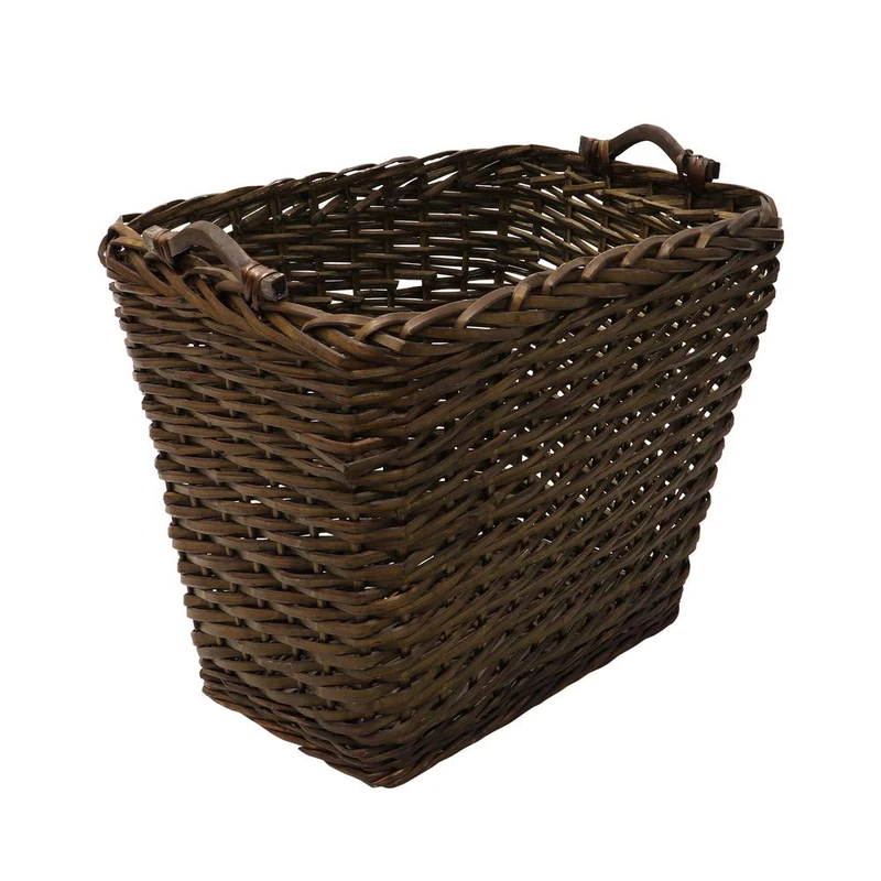 JVL Vertical Weave Rectangle Log Basket with Wooden Handles