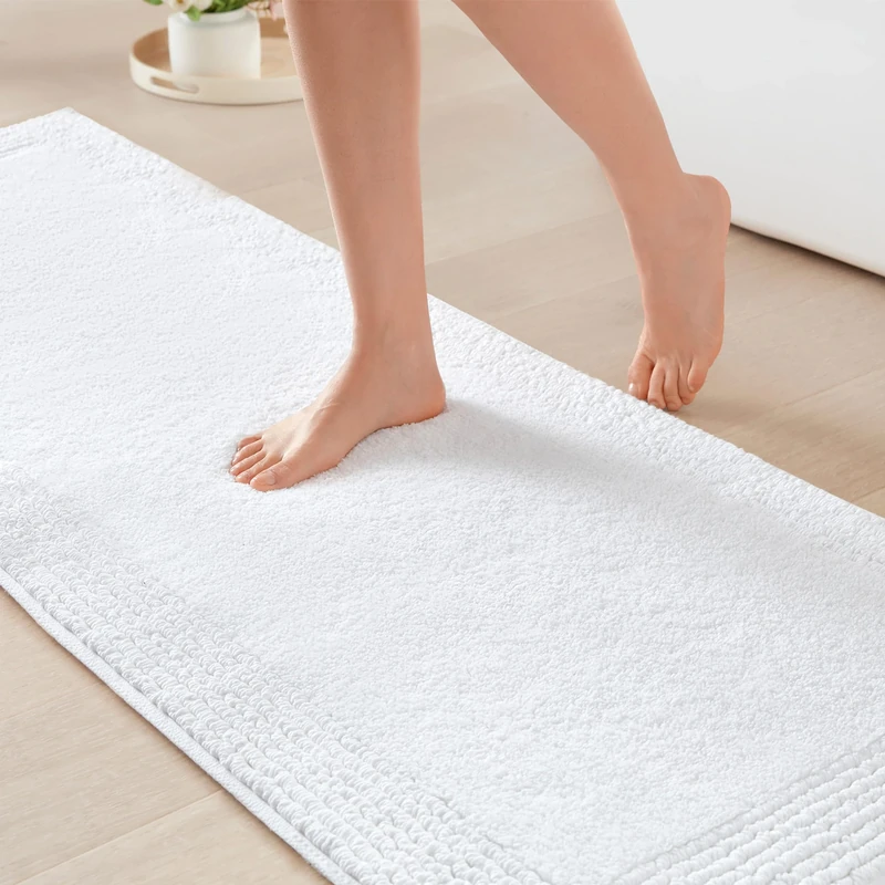 Madison Park Signature Splendor Reversible 100% Cotton Tufted Bathroom Rug-3000 GSM Hotel Quality Luxurious Plush Medium Pile Bath Mat Absorbent, Quick Dry, Shower Room Décor, 24x72, White - Image 1