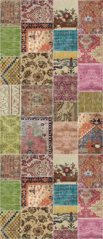 VILBER, Vinyl Carpet, Patchwork, Hallway, Kitchen, Living Room, Home, Multi-Colour, Different Sizes, Size: 78 x 180 cm, Sharif 01.
