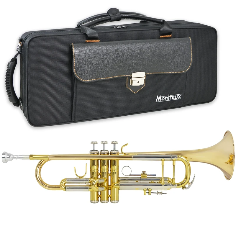 Montreux Concert Series Intermediate Advanced Bb Trumpet with Premium Carry Case, 7C Mouthpiece - Silver Plate Brass, 4.75 inch / 12 cm Bell, B Flat