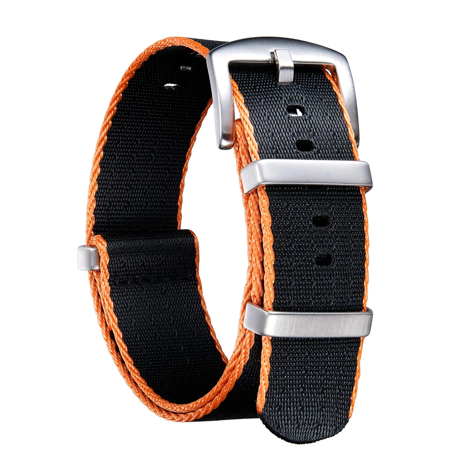 BINLUN Nylon Watch Straps Thick G10 Premium Ballistic Multicolor Replacement Watch Bands with Silver/Black Stainless Steel Buckle for Men Women 18mm 20mm 22mm 24mm（Orange Edge，18mm）