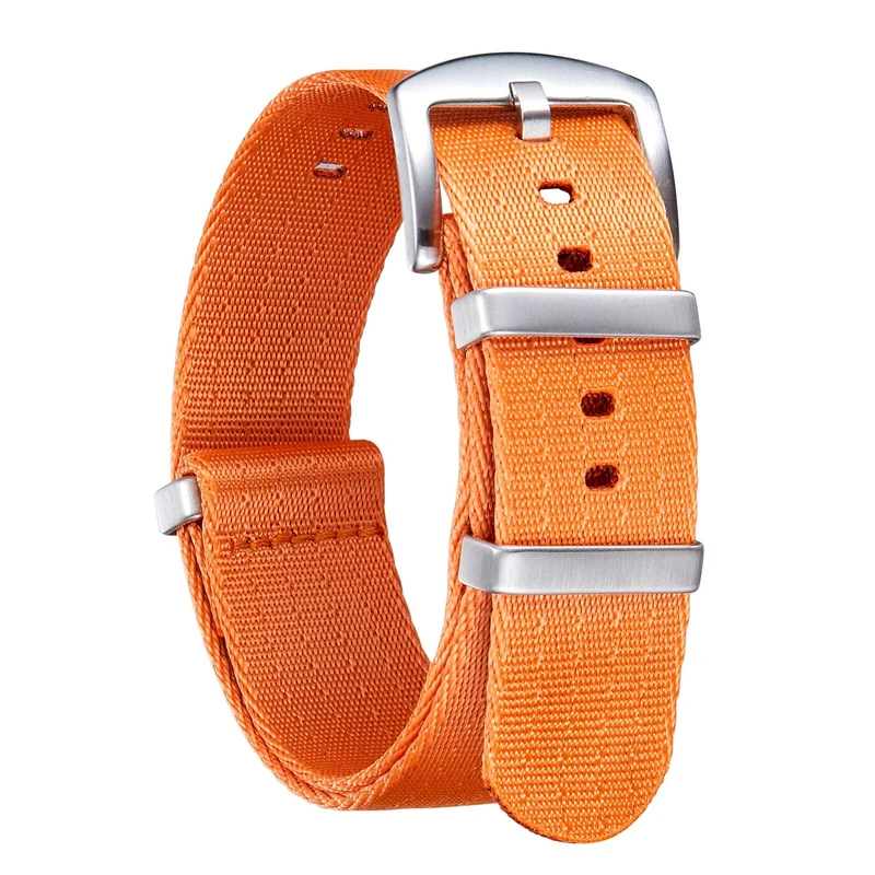 BINLUN Nylon Watch Straps Thick G10 Premium Ballistic Multicolor Replacement Watch Bands with Silver/Black Stainless Steel Buckle for Men Women 18mm 20mm 22mm 24mm（Orange，20mm）
