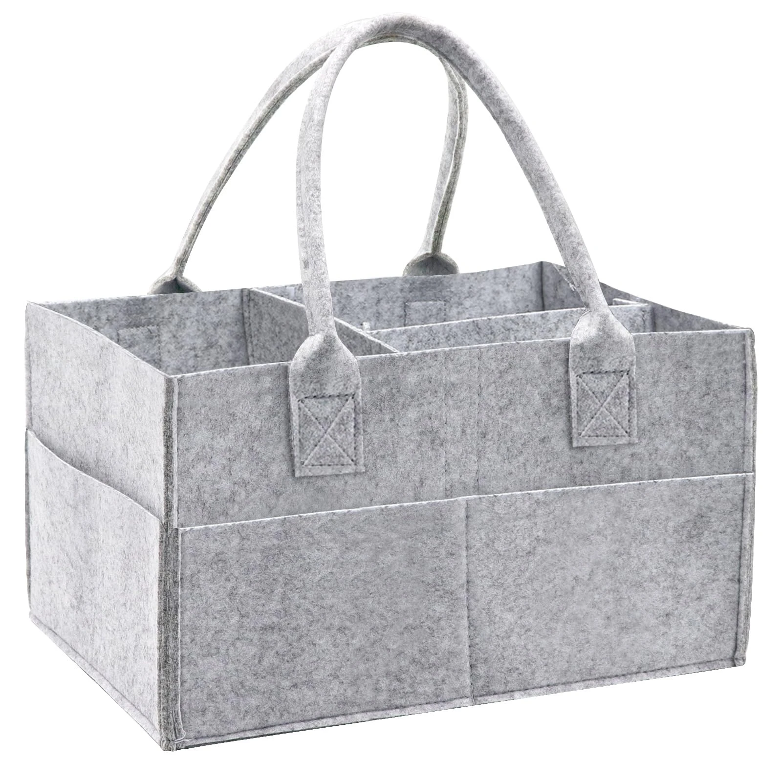 Yueshop Grey Felt Baby Diaper Caddy Nursery Storage Wipes Bag Nappy Organizer Container (Grey)