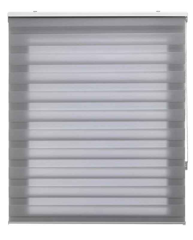 Blindecor | Night and Day Roller Blind Customised | Double Layer | Grey | 110 x 250 cm (W x H) Fabric Size 107 x 245 cm | Window Blinds