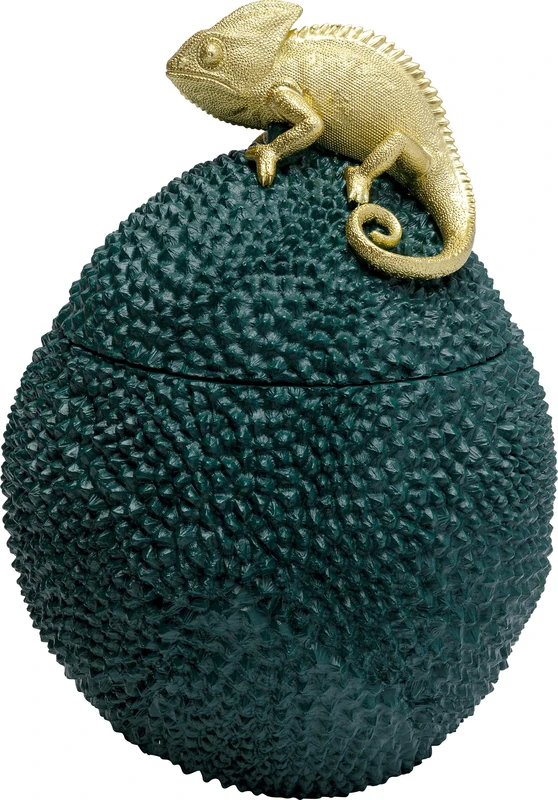 Kare Design Jackfruit Chameleon Decorative Object, Green, 34 x 25 x 25 cm, Storage Jar with Lid, Lidded Box, Animal Motif, Pop Art, Kitchen Storage, Home Décor, Living Room