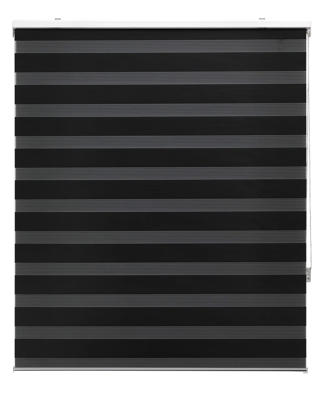 Blindecor | Night and Day Roller Blind to Measure | Double Layer | Black | 160 x 180 cm (W x H) Fabric Size 157 x 175 cm | Window Blinds