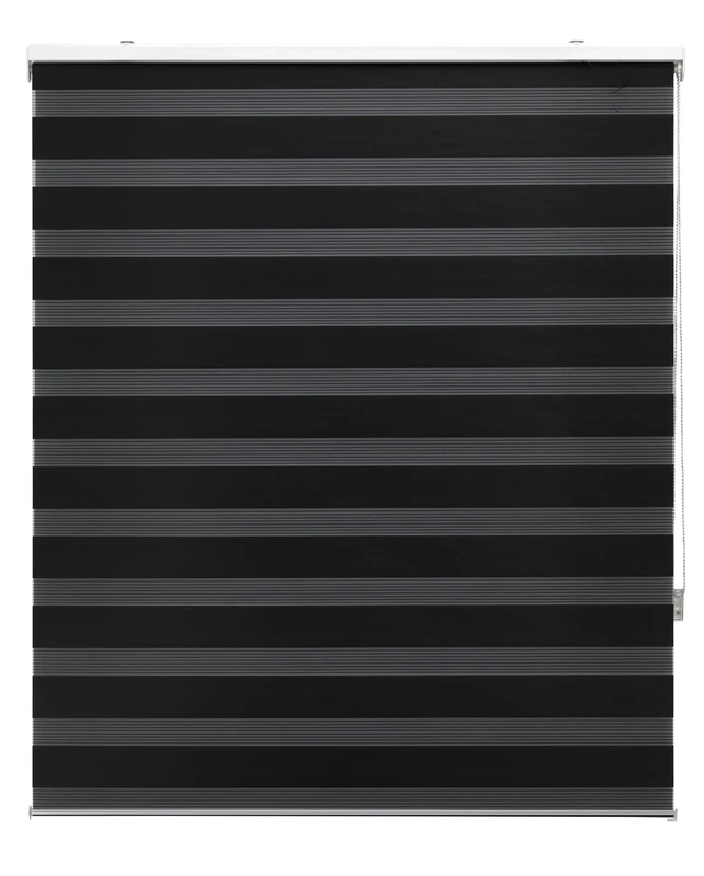 Blindecor | Night and Day Roller Blind to Measure | Double Layer | Black | 120 x 180 cm (W x H) Fabric Size 117 x 175 cm | Window Blinds